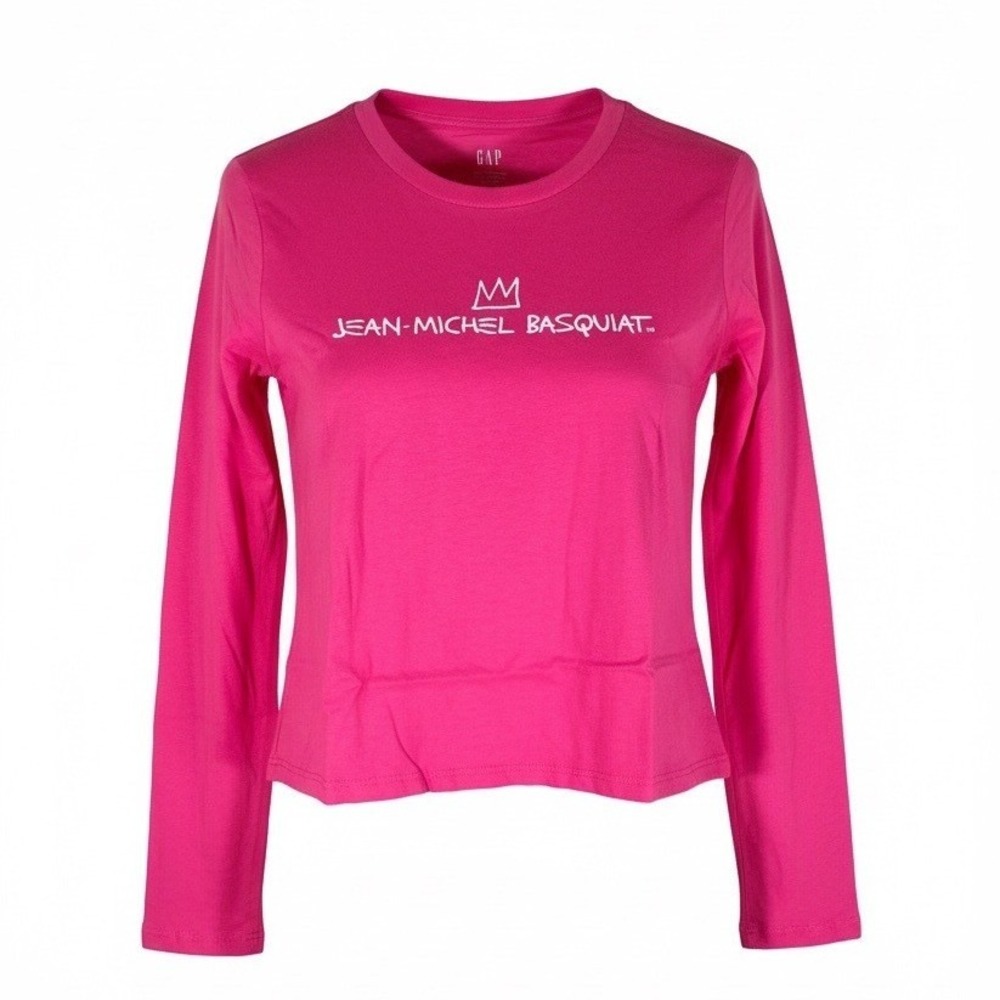 Gap x Jean-Michel Basquiat Shrunken Long Sleeve T-Shirt Hot Pink Womens‎ S NEW